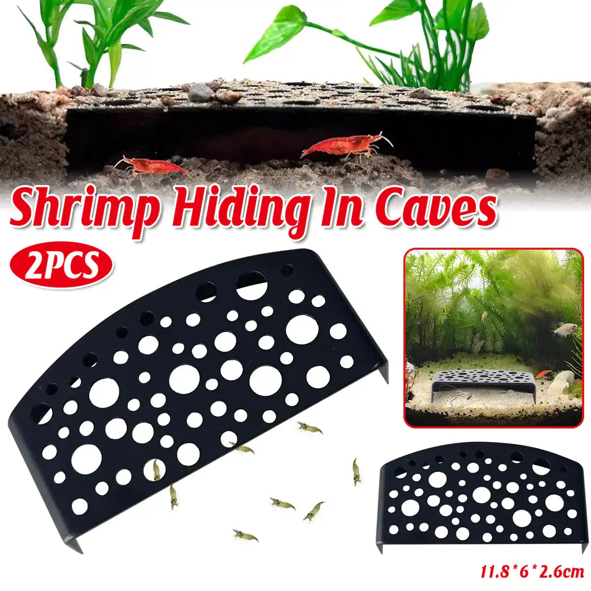 2PCS Shrimp Hiding Cave Shelters for Aquarium Breeding & Aquascaping