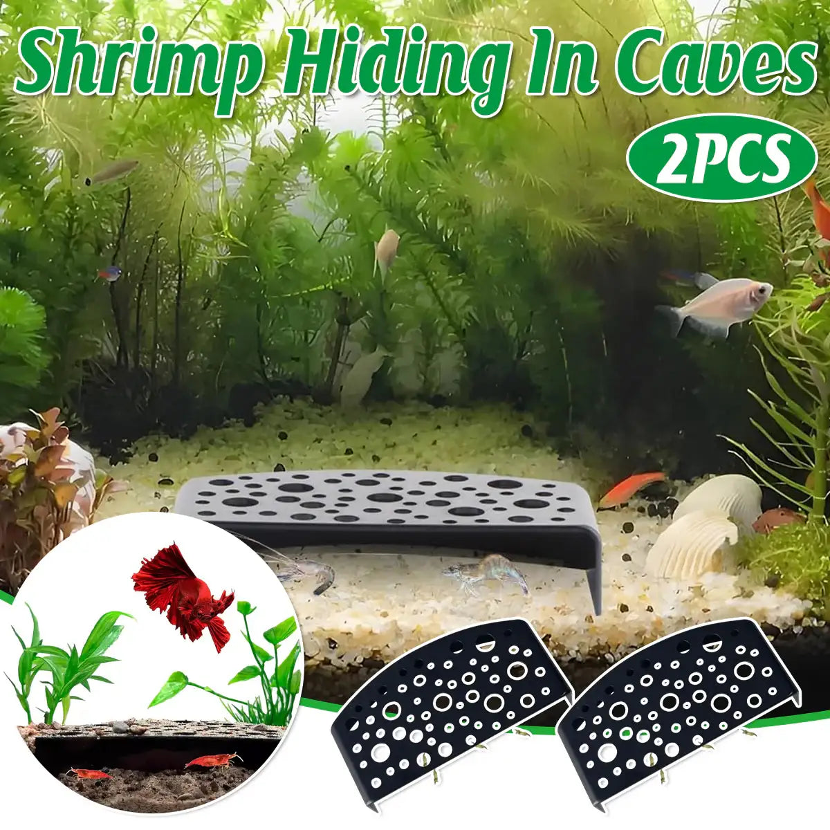 2PCS Shrimp Hiding Cave Shelters for Aquarium Breeding & Aquascaping