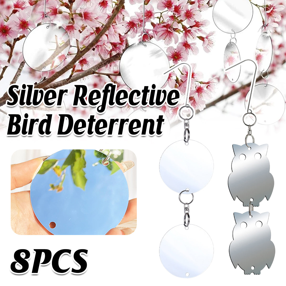 Reflective Bird Deterrent Discs Set Hanging Garden Protection