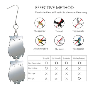 Reflective Bird Deterrent Discs Set Hanging Garden Protection