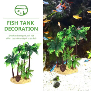 Fish Tank Plastic Coconut Tree Decoration Tropical Aquarium Ornament