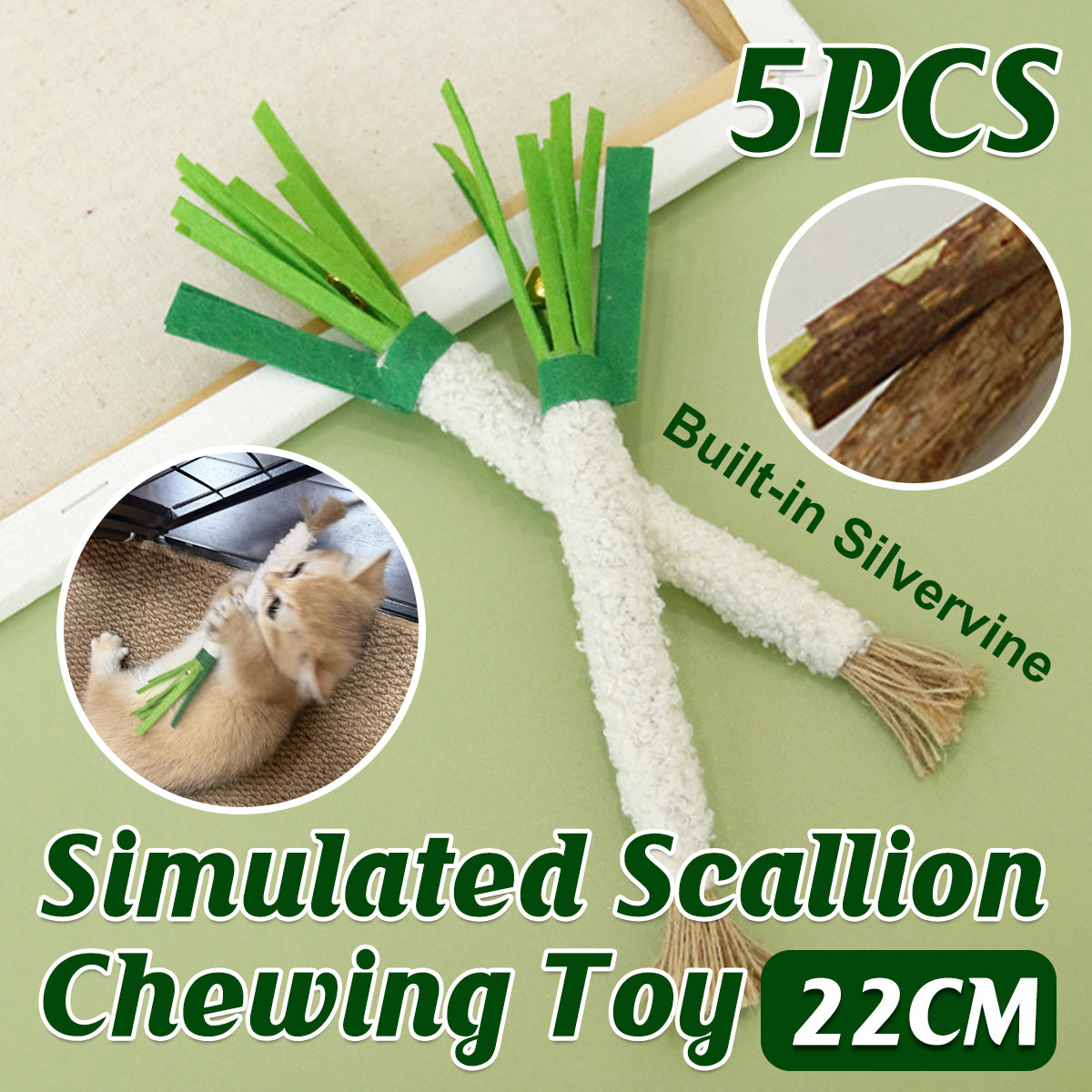 Simulation Shallot Cat Toy with Silvervine