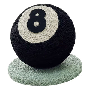 Black 8 Ball Sisal Cat Scratcher Toy Stand