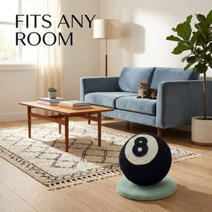 Black 8 Ball Sisal Cat Scratcher Toy Stand