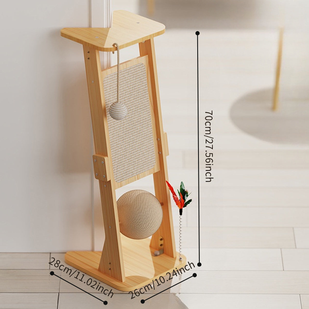 Vertical Play Tower with Sisal Cat Scratching Post and Toys