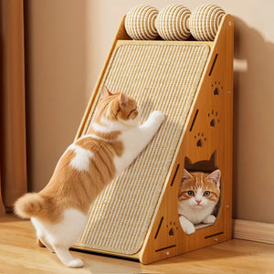 Multifunctional Sisal Cat Scratching Post with Playhouse Design