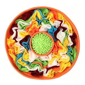 Orange Dog Snuffle Mat with Slow Feeding Bowl