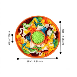 Orange Dog Snuffle Mat with Slow Feeding Bowl