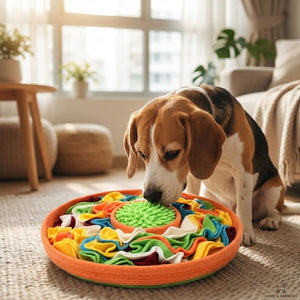 Orange Dog Snuffle Mat with Slow Feeding Bowl