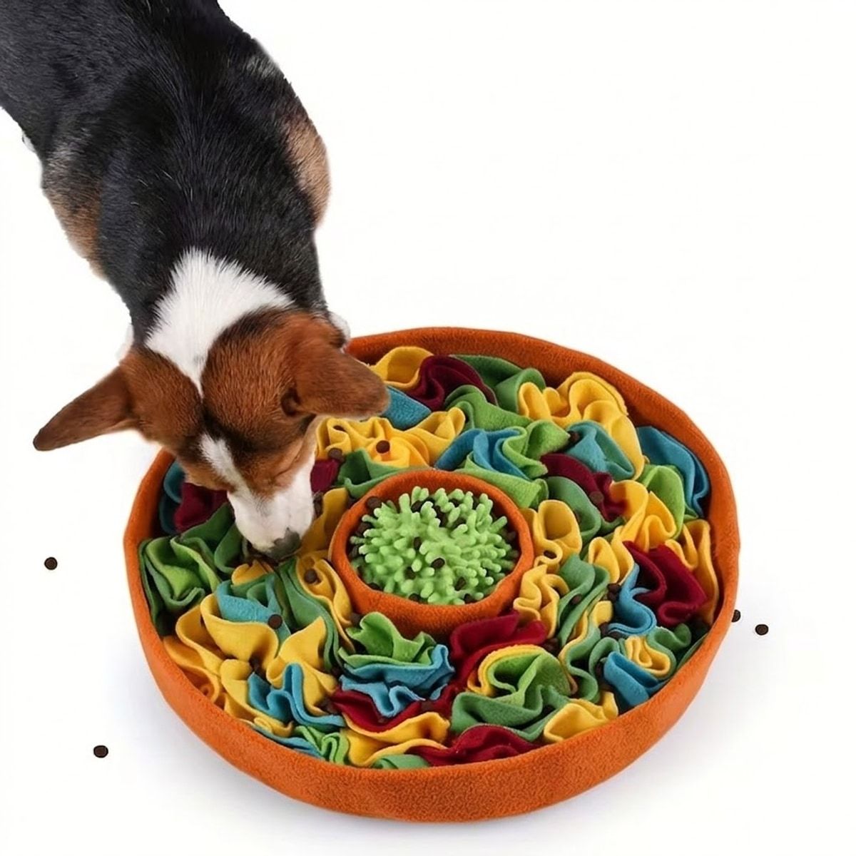 Orange Dog Snuffle Mat with Slow Feeding Bowl