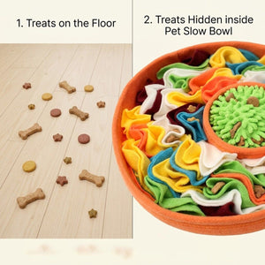 Orange Dog Snuffle Mat with Slow Feeding Bowl