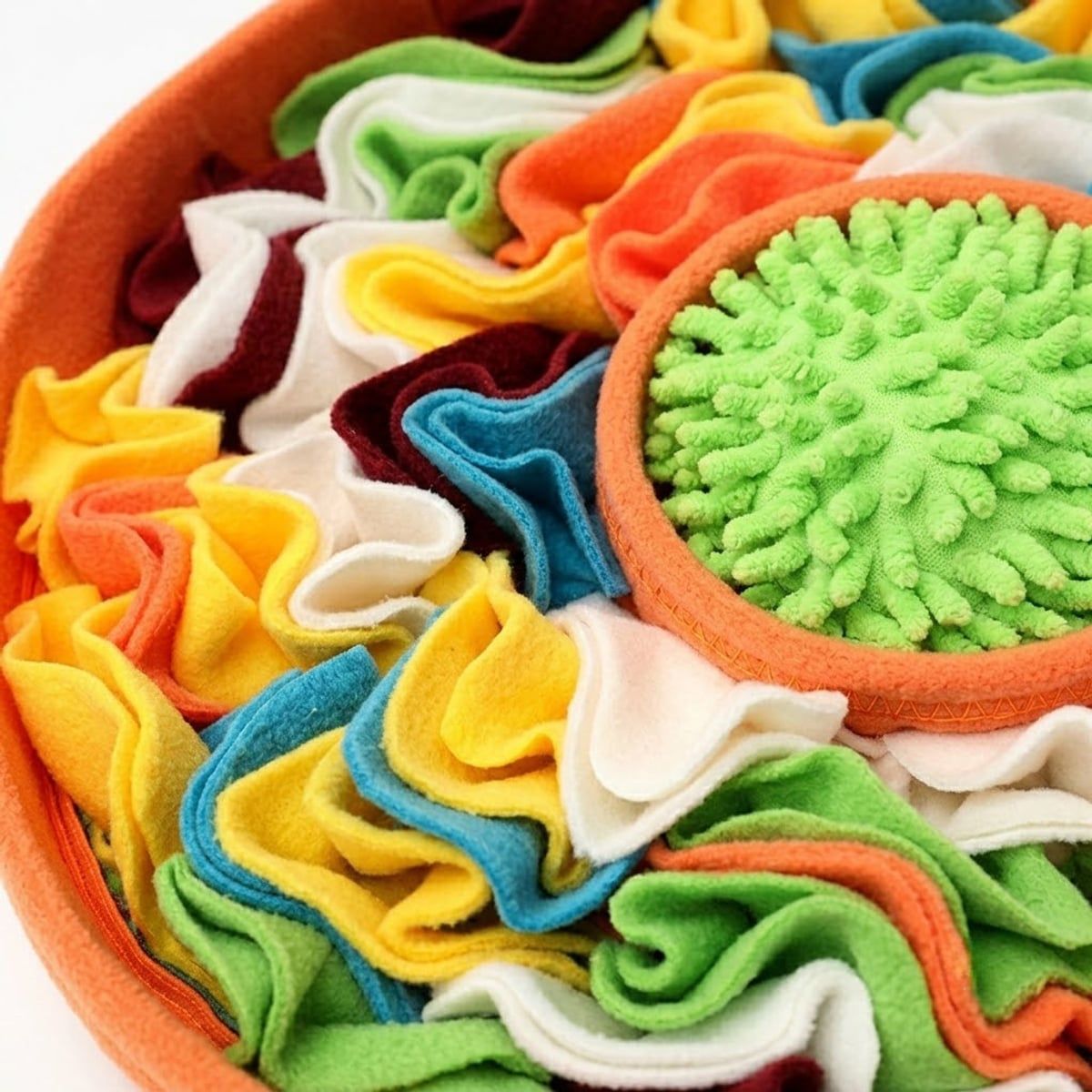Orange Dog Snuffle Mat with Slow Feeding Bowl