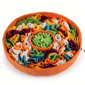 Orange Dog Snuffle Mat with Slow Feeding Bowl