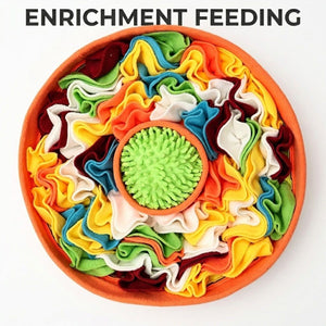 Orange Dog Snuffle Mat with Slow Feeding Bowl