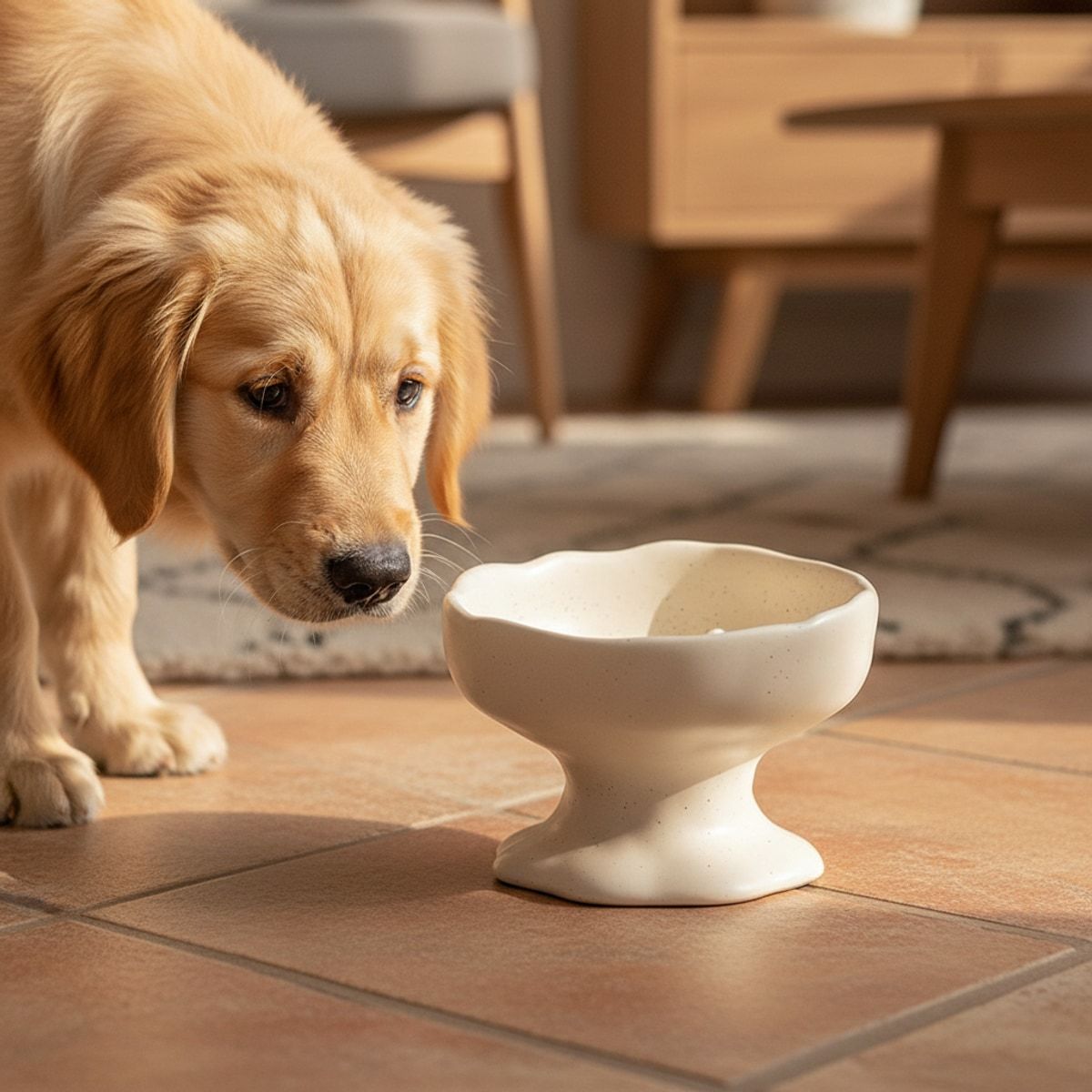 Ceramic Pedestal Slow Feeder Bowl for Pets