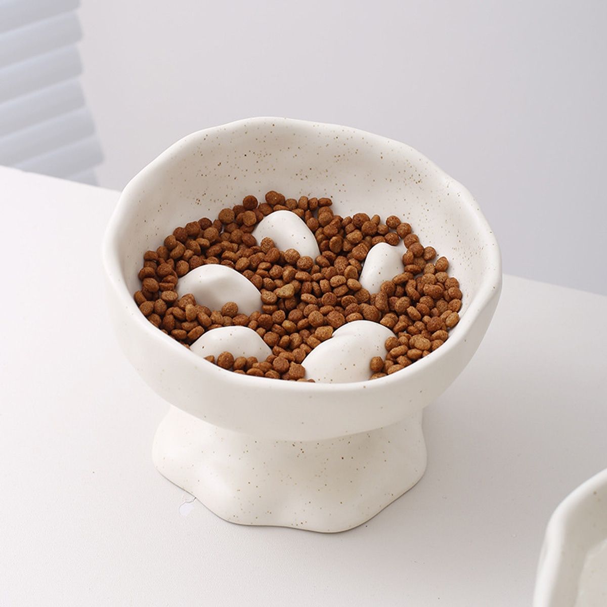 Ceramic Pedestal Slow Feeder Bowl for Pets