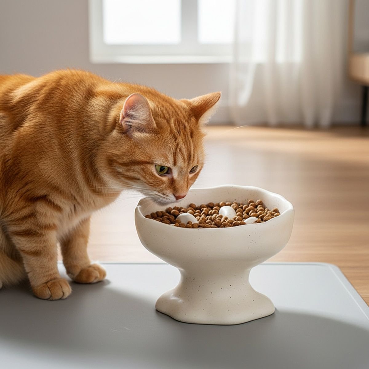 Ceramic Pedestal Slow Feeder Bowl for Pets