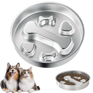 Stainless Steel Slow Feeder Bowl Anti-Choke Pet Feeding Dish