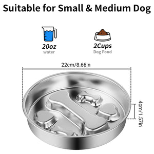 Stainless Steel Slow Feeder Bowl Anti-Choke Pet Feeding Dish