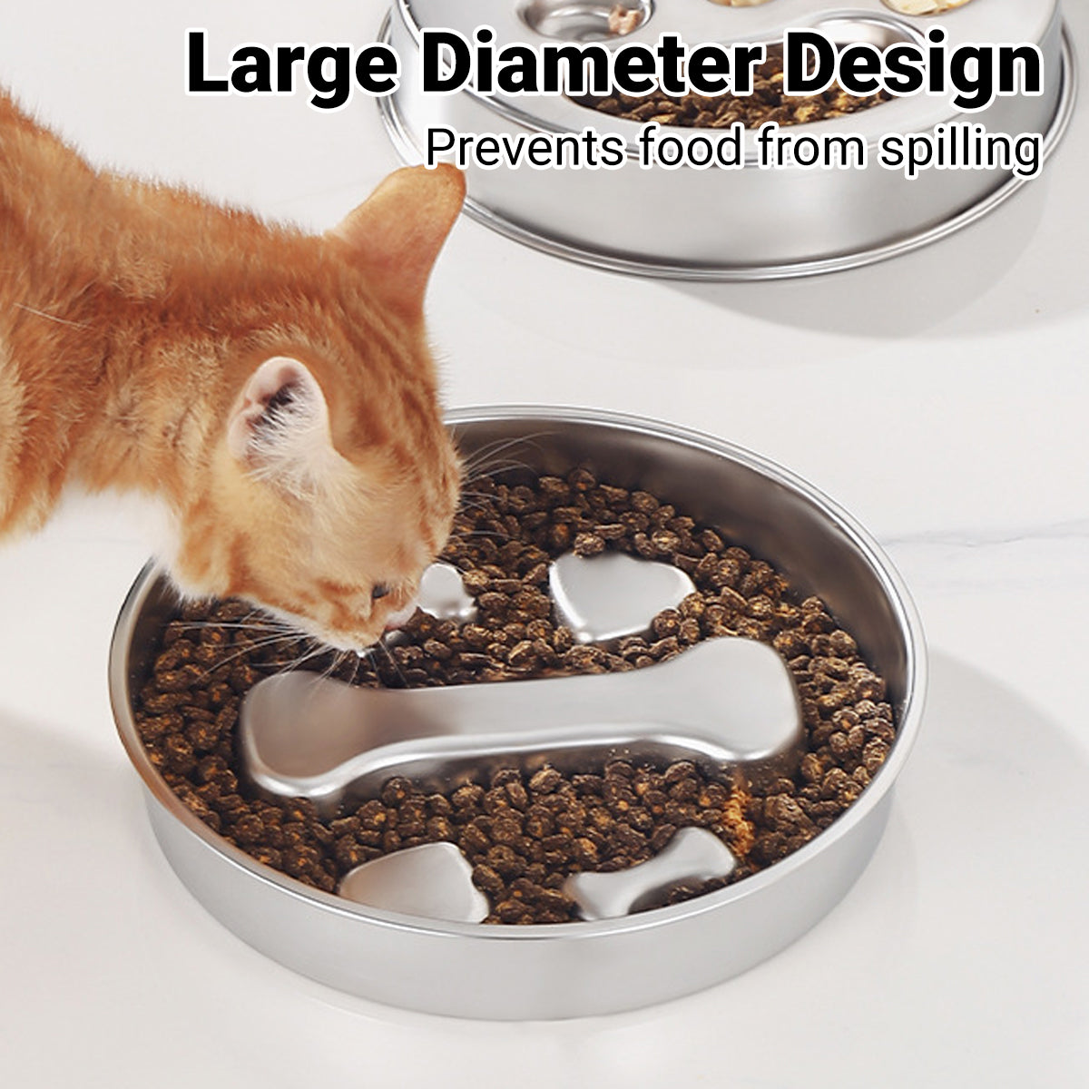 Stainless Steel Slow Feeder Bowl Anti-Choke Pet Feeding Dish