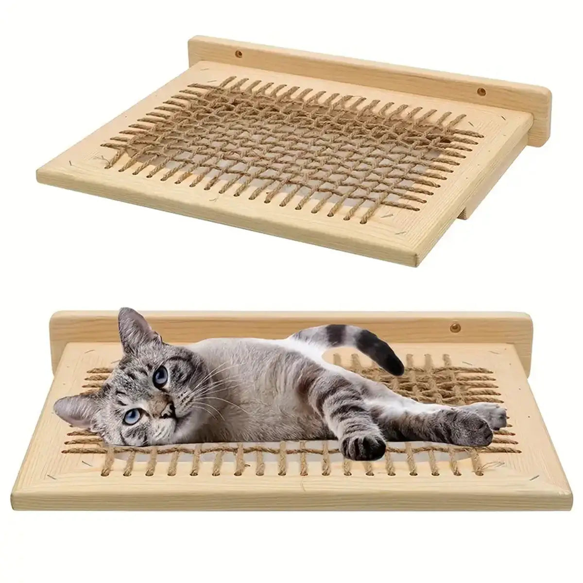 Wall-Mounted Cat Hammock Solid Wood Space-Saving Cat Shelf