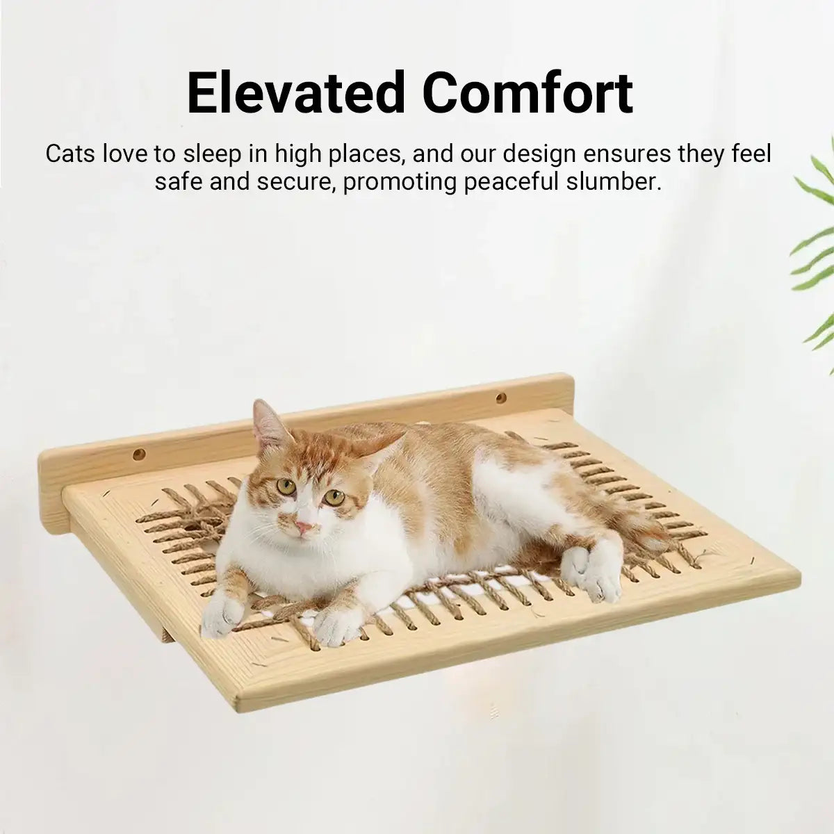 Wall-Mounted Cat Hammock Solid Wood Space-Saving Cat Shelf
