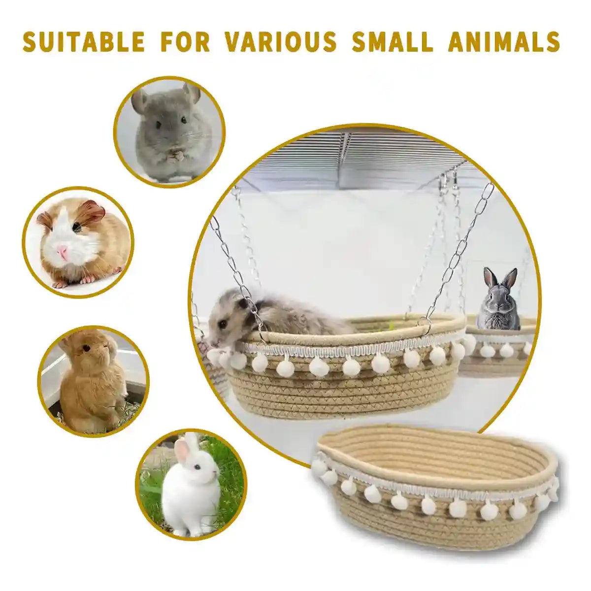 Small Pet Hammock Hanging Bed for Hamsters and Rabbits