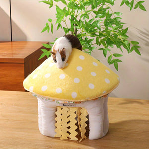 Mushroom Pet House Soft Plush Small Animal Hideout