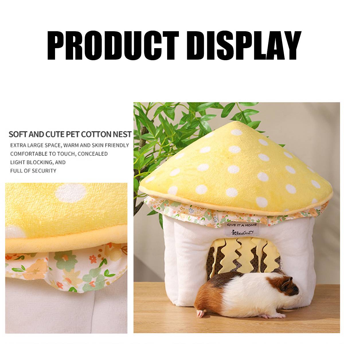 Mushroom Pet House Soft Plush Small Animal Hideout