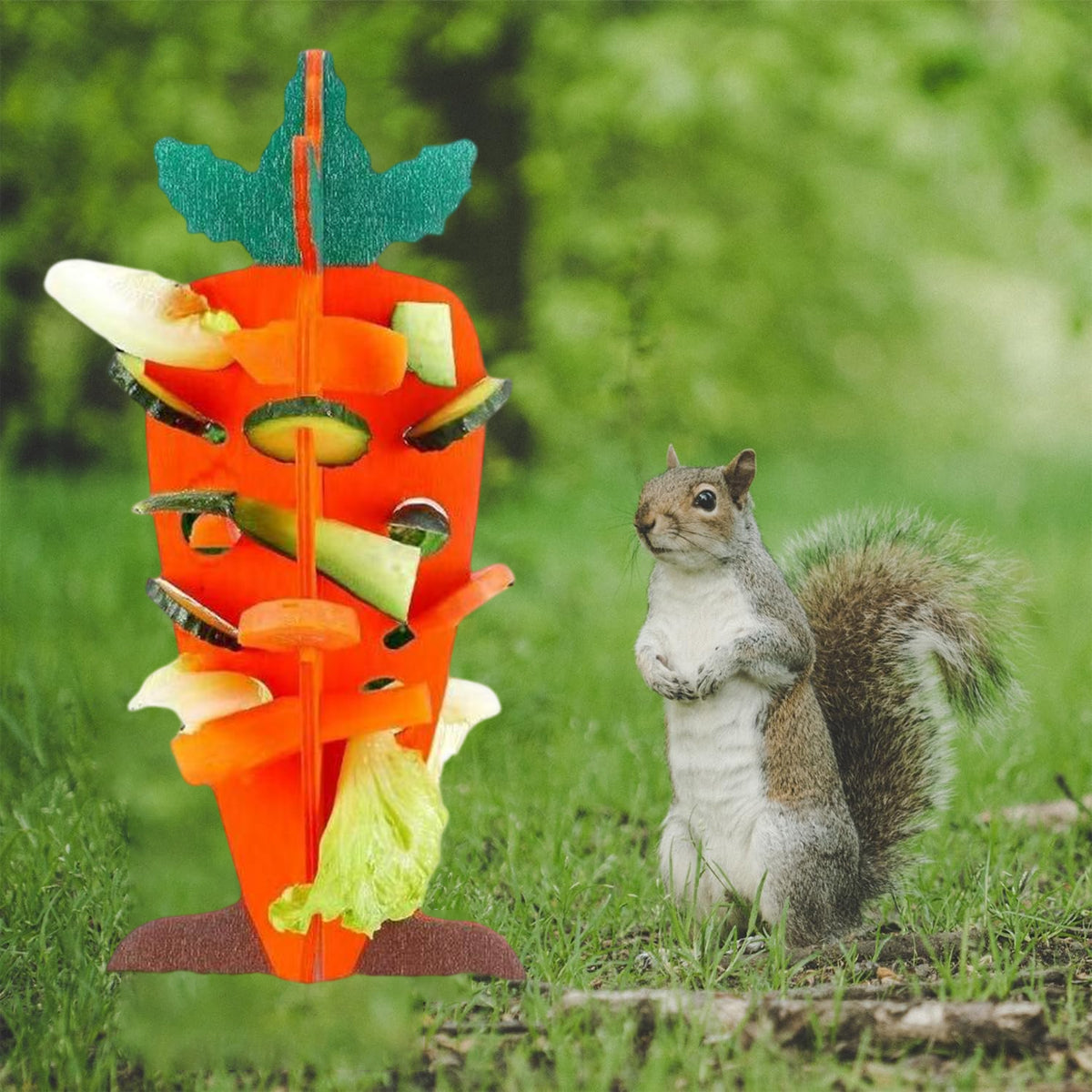 Wooden Small Pet Food Dispenser Carrot Shape