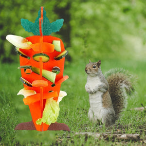 Wooden Small Pet Food Dispenser Carrot Shape