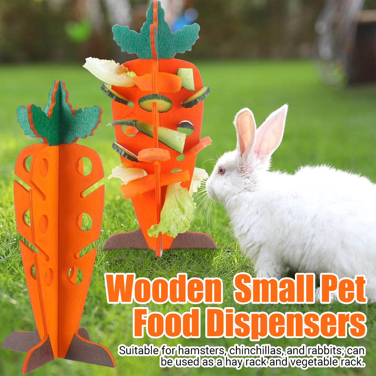 Wooden Small Pet Food Dispenser Carrot Shape