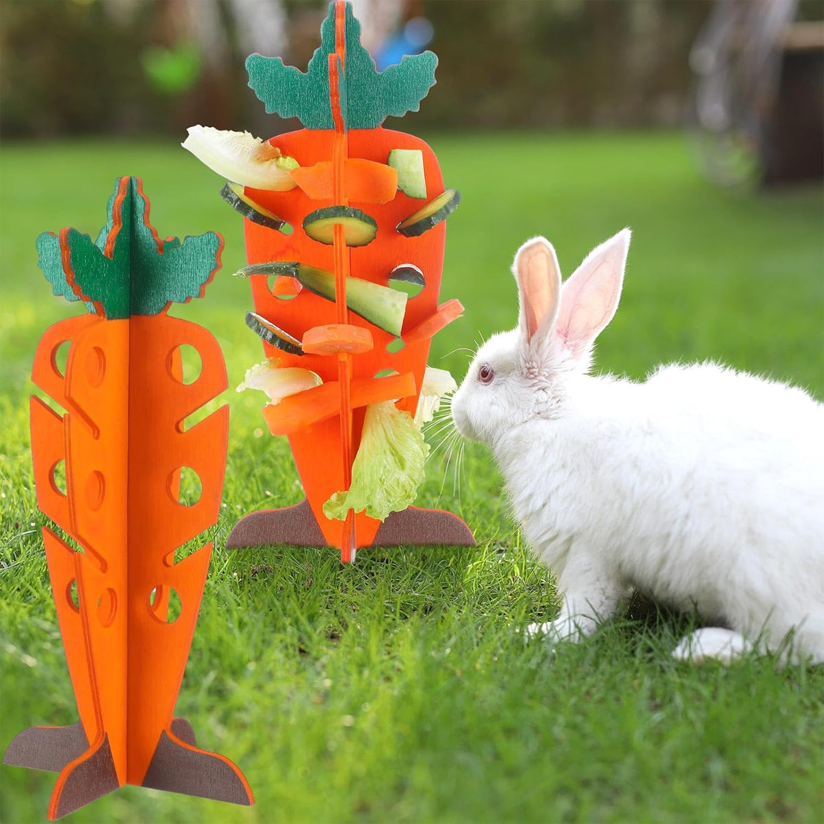 Wooden Small Pet Food Dispenser Carrot Shape