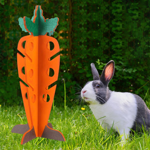 Wooden Small Pet Food Dispenser Carrot Shape