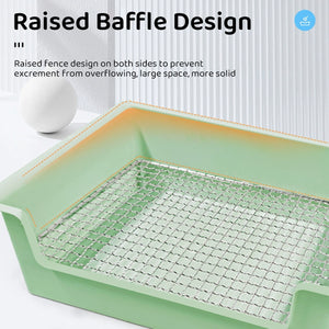 Hygienic Cage Setup with Stainless Grid Rabbit Litter Box