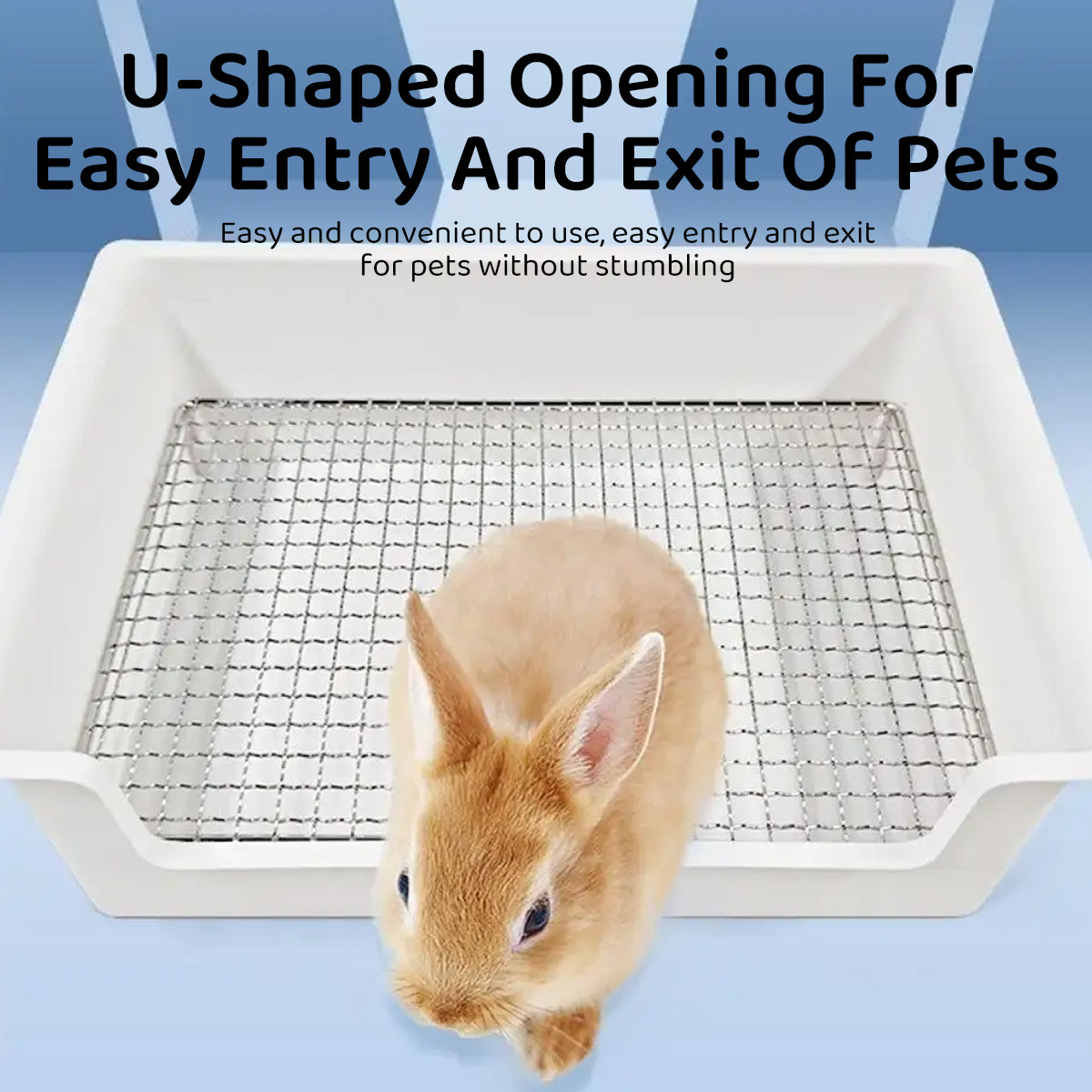 Hygienic Cage Setup with Stainless Grid Rabbit Litter Box