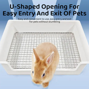 Hygienic Cage Setup with Stainless Grid Rabbit Litter Box