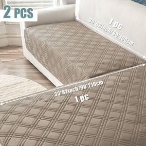 2 Pcs Khaki Waterproof Quilted Pet Sofa Covers