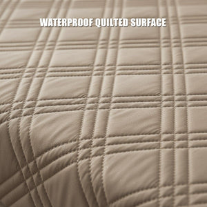 2 Pcs Khaki Waterproof Quilted Pet Sofa Covers