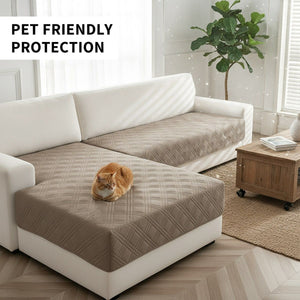 2 Pcs Khaki Waterproof Quilted Pet Sofa Covers