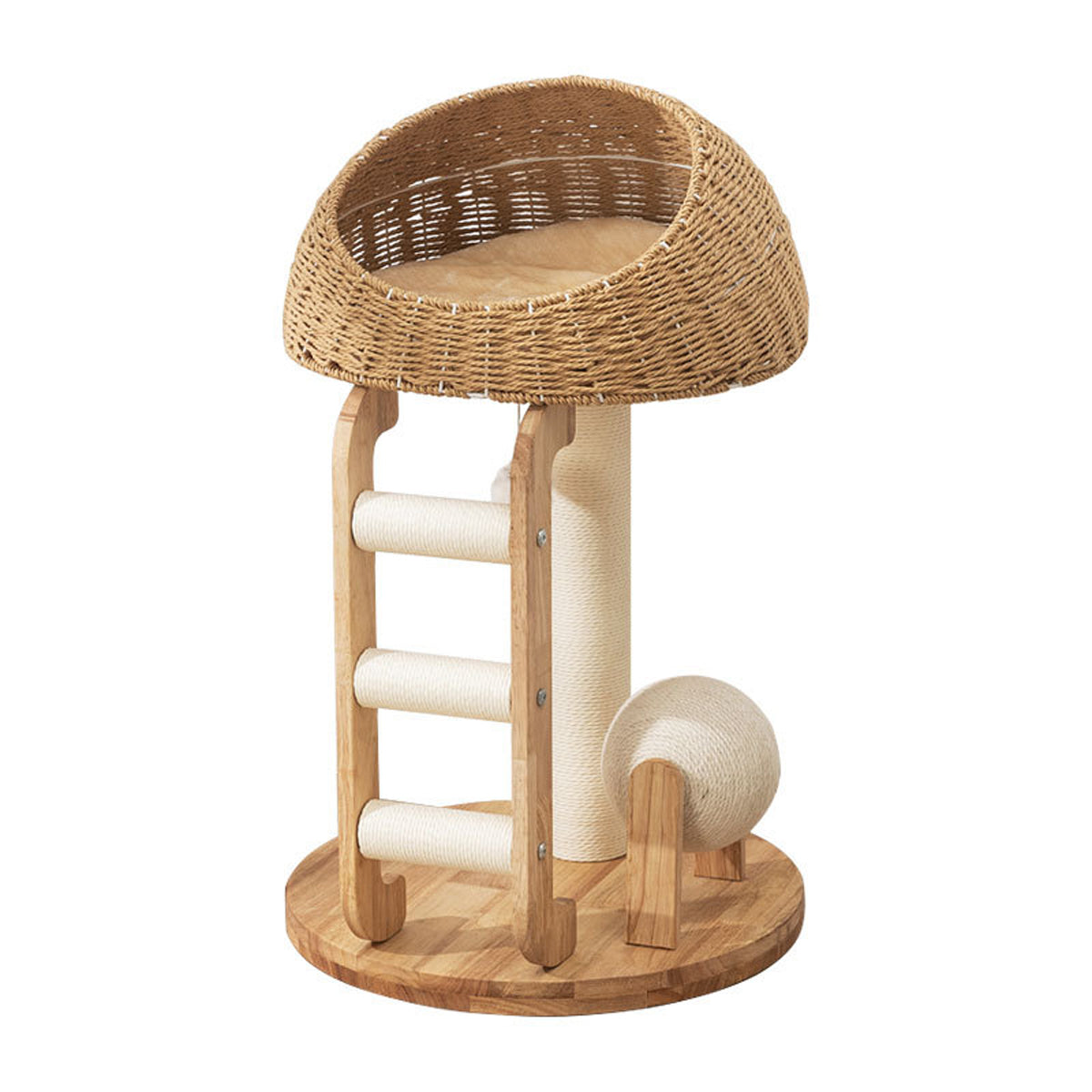 Solid Wood Cat Tree With Sisal Scratching Posts