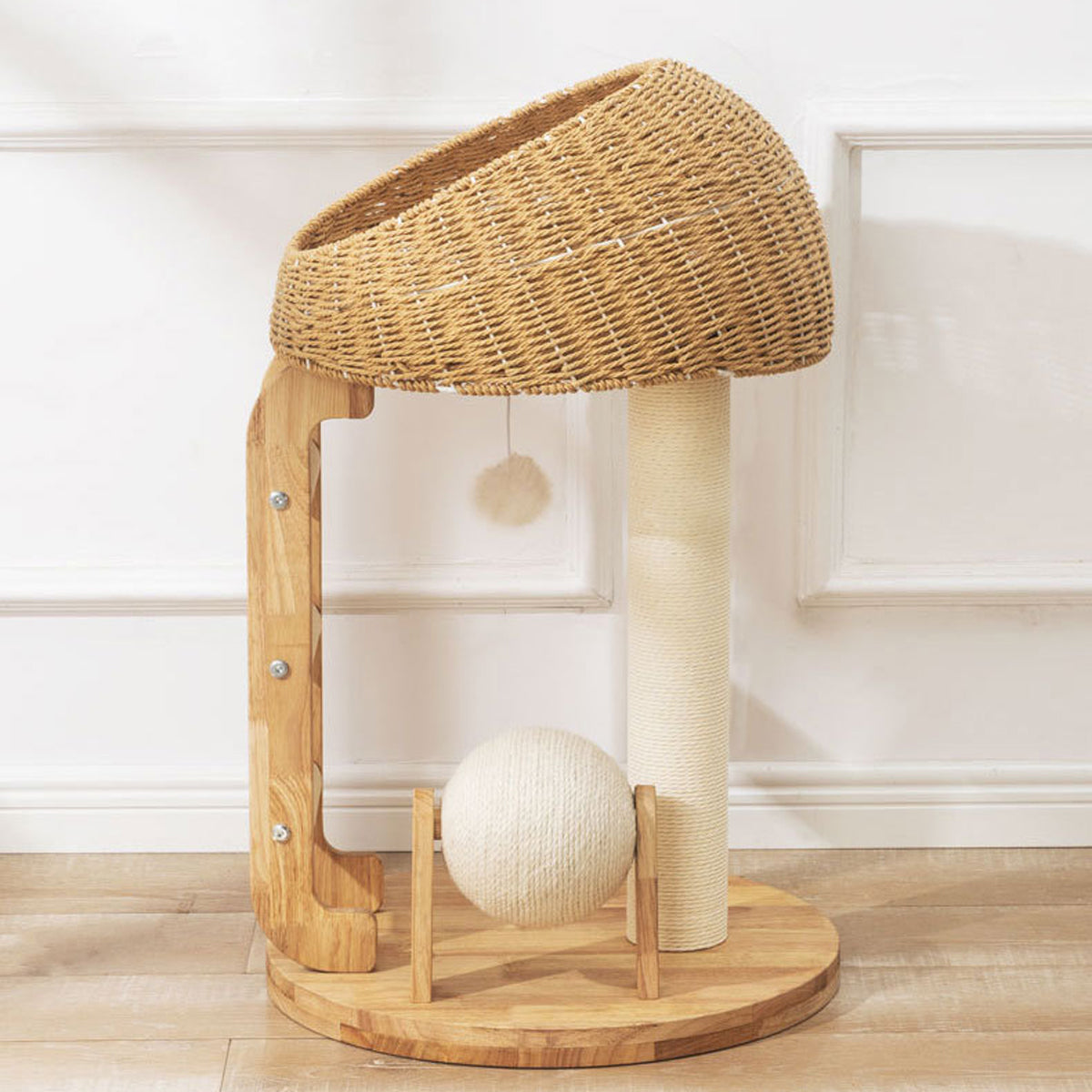Solid Wood Cat Tree With Sisal Scratching Posts