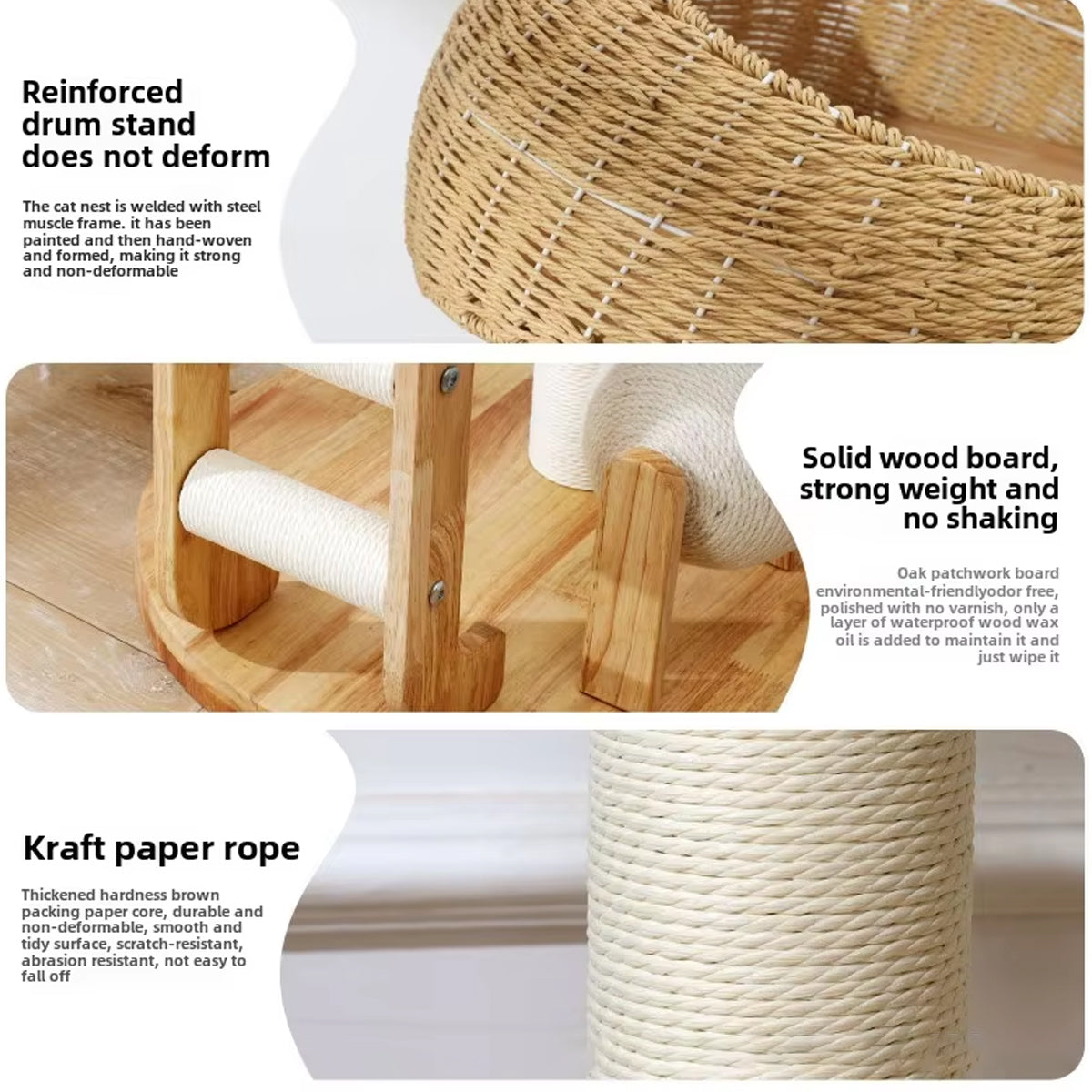 Solid Wood Cat Tree With Sisal Scratching Posts