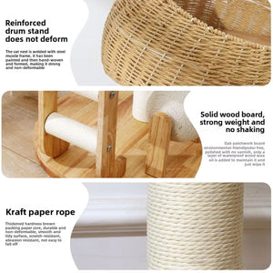 Solid Wood Cat Tree With Sisal Scratching Posts