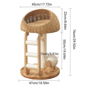 Solid Wood Cat Tree With Sisal Scratching Posts