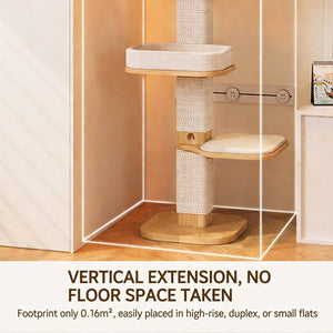 Solid Wood Floor to Ceiling Cat Tree | Adjustable Height Cat Tower