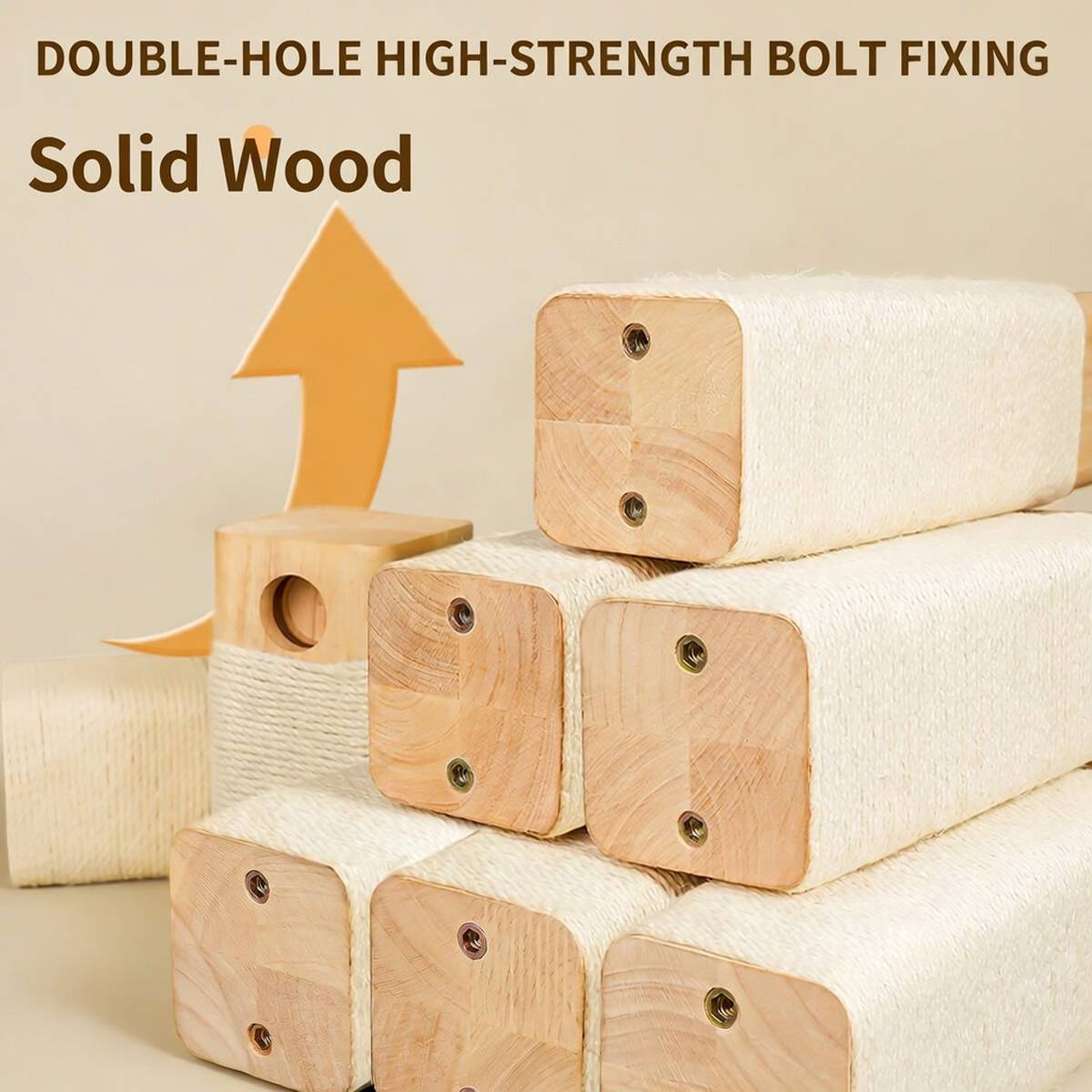 Solid Wood Floor to Ceiling Cat Tree | Adjustable Height Cat Tower
