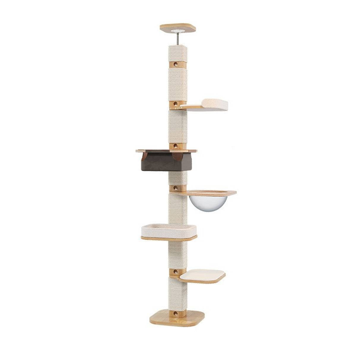 Solid Wood Floor to Ceiling Cat Tree | Adjustable Height Cat Tower