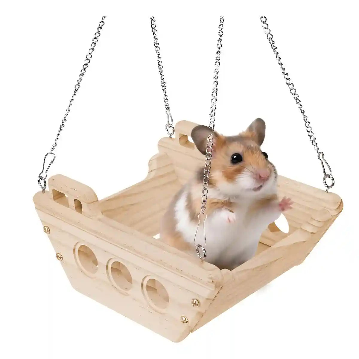 Wooden Hanging Small Animal Hammock Cage Swing Bed for Hamsters & Chinchillas