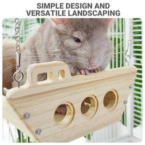 Wooden Hanging Small Animal Hammock Cage Swing Bed for Hamsters & Chinchillas